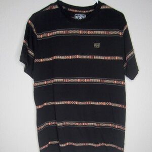 Billabong Y2K Black and orange Patterned Tee - Size large